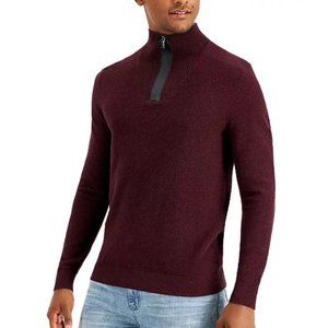 (NWT)Alfani Quarter-Zip Sweater Men Size: L/Port Hthr